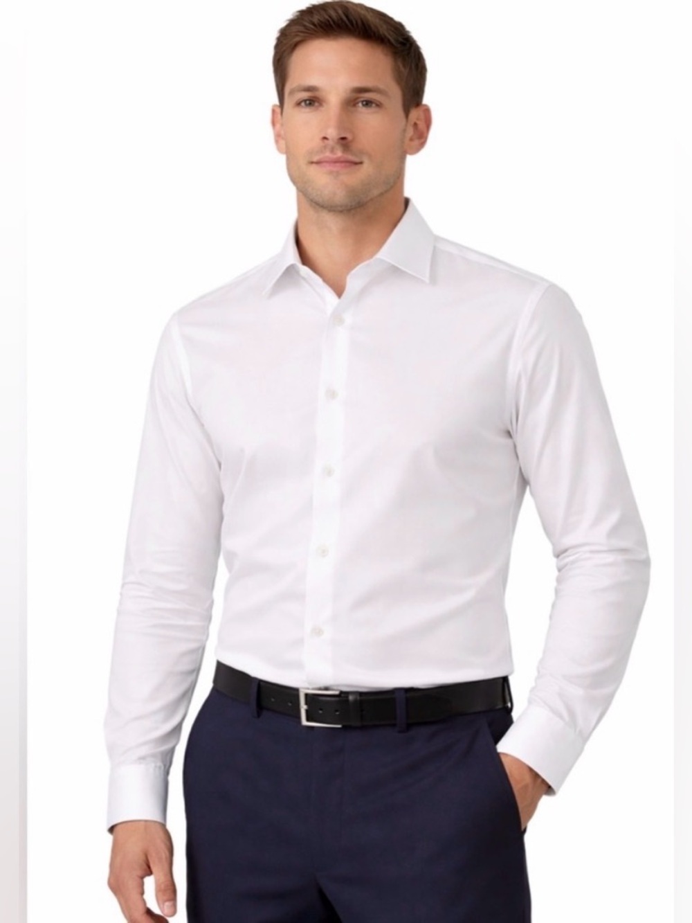 Bar III White men’s size L 16–16.5 34–35 Dress Shirt Slim Fit Stretch(A215)✨